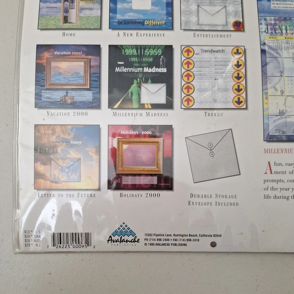 Vintage Y2K Millenium Year 2000 12 Month Scrapbook Wall Calendar 12